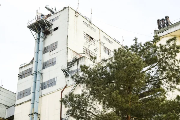 Building for storing and drying grain. Soviet-built elevator.