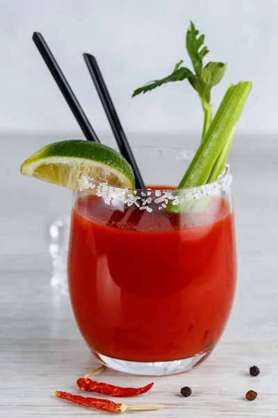 Cocktail Bloody Mary Con Lime Sedano — Foto Stock