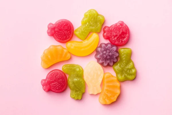 Bonbons Gelée Fruits Sur Fond Coloré — Photo