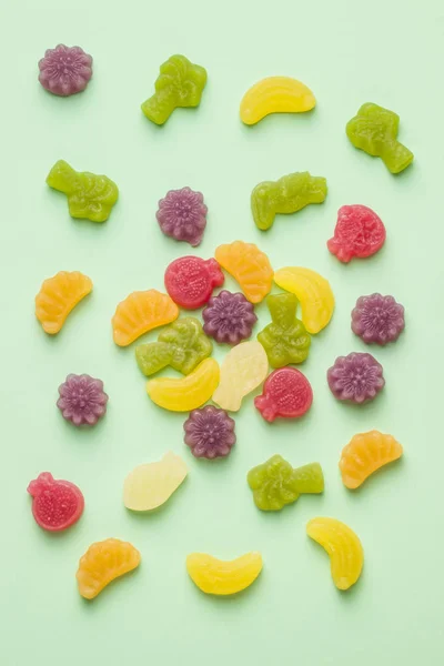 Bonbons Gelée Fruits Sur Fond Coloré — Photo
