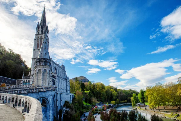 Vista Sulla Cattedrale Santuario Lourdes Francia — Foto Stock