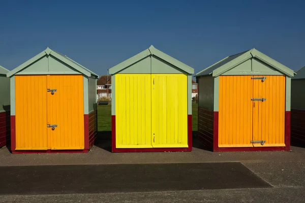 Coloridas Cabañas Playa Paseo Marítimo Hove Brighton East Sussex Inglaterra — Foto de Stock