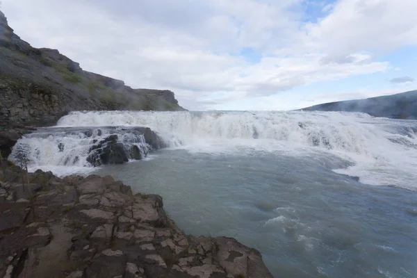 Гульфосс Випадає Літній Сезон Ісландії Ісландський Ландшафт — стокове фото