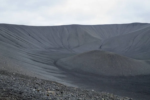 Hverfell Caldera Vulkán Tetejére Néző Hverfjall Izland Mérföldkő — Stock Fotó