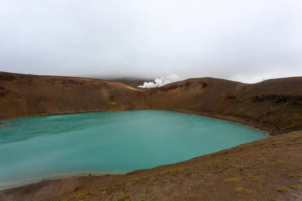 Krater Viti Zieloną Wodą Wewnątrz Jeziora Krater Krafla Viti Islandia — Zdjęcie stockowe