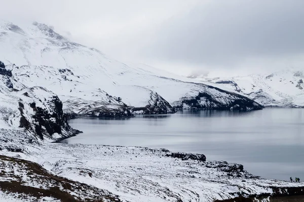 Lago Oskjuvatn Askja Islandia Sierra Central Islandia Hito Vista Volcánica —  Fotos de Stock