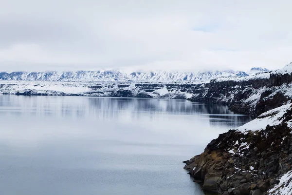 Lago Oskjuvatn Askja Islandia Sierra Central Islandia Hito Vista Volcánica —  Fotos de Stock