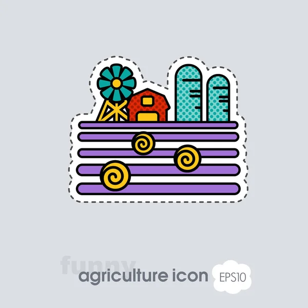 Farm Landscape Barn Windpump Haystack Granary Icon Agriculture Sign Graph — Stock Photo, Image