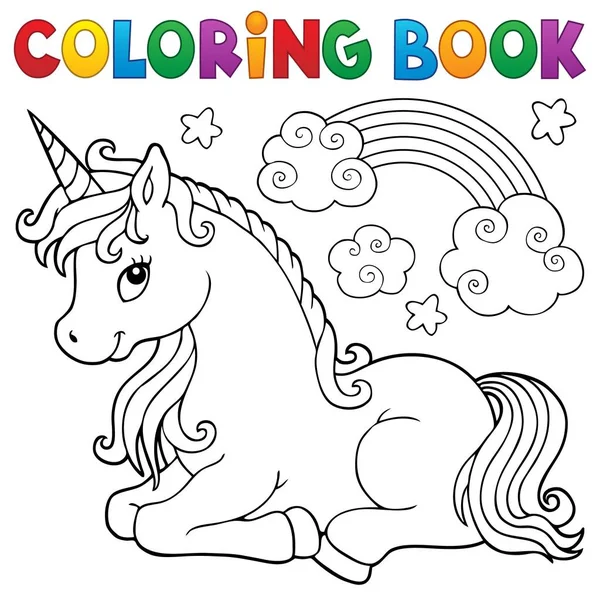 Coloring Book Stylized Unicorn Theme Picture Illustration — Stock Photo, Image