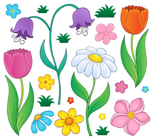 Spring Flowers Thematic Set Picture Illustration — Stock Photo, Image