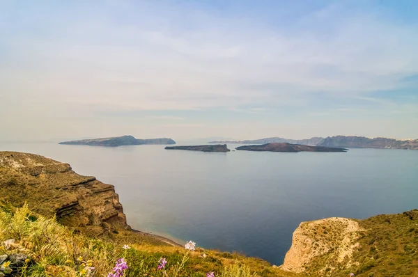 Όμορφο Τοπίο Θέα Νέα Καμένη Ένα Μικρό Ελληνικό Νησί Του — Φωτογραφία Αρχείου