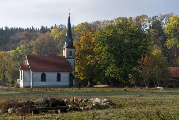 Dřevěný Postavený Chruch Německé Vesnici Elend Podzim — Stock fotografie