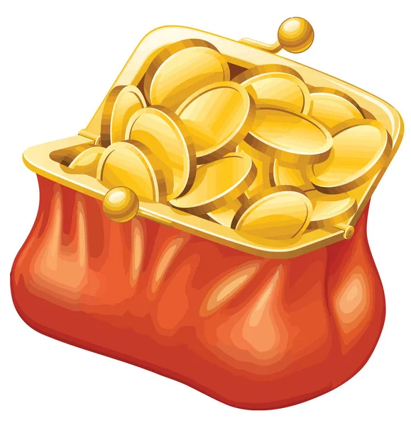 Pieniądze Kieszeń Zapisać Torba Czerwone Złote Monety Ilustracja — Zdjęcie stockowe