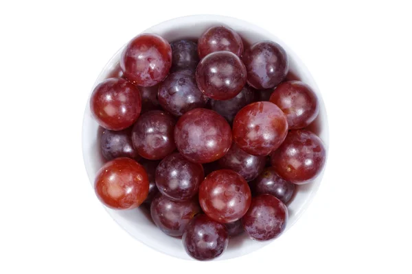 Grapes Red Fruits Fruit Bowl Isolated White Background — Stock Photo, Image