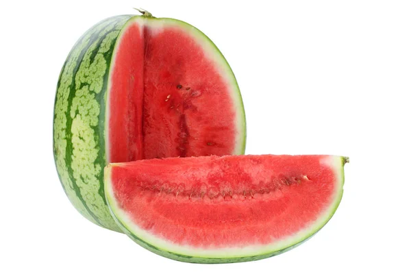 Vattenmelon Melon Skiva Frukt Sommar Isolerad Vit Bakgrund — Stockfoto