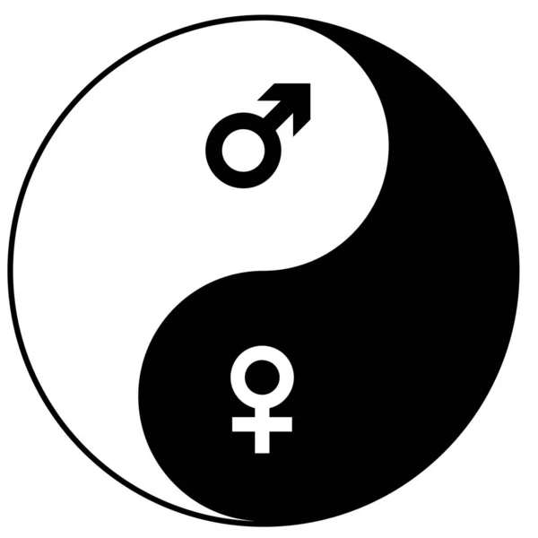 Yin Yang Sexe Féminin Équilibre Masculin Zen Silhouette Illustration — Photo