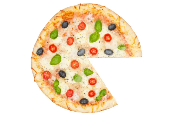 Pizza Margarita Margherita Diagram Info Isolerad Vit Bakgrund — Stockfoto