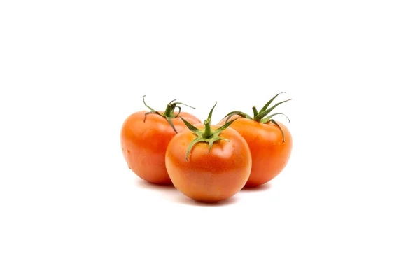 Tomato Closeup White Background Selective Focus Crop Fragment — Stock Photo, Image