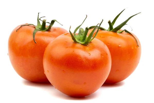 Tomato Closeup White Background Selective Focus Crop Fragment — Stock Photo, Image