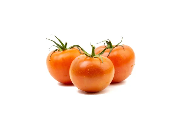 Tomato Closeup White Background Selective Focus Crop Fragment — Stock Photo, Image