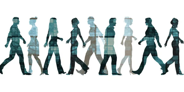 Tłum Ludzi Chodzących Jako Koncepcja Biznesowa — Zdjęcie stockowe