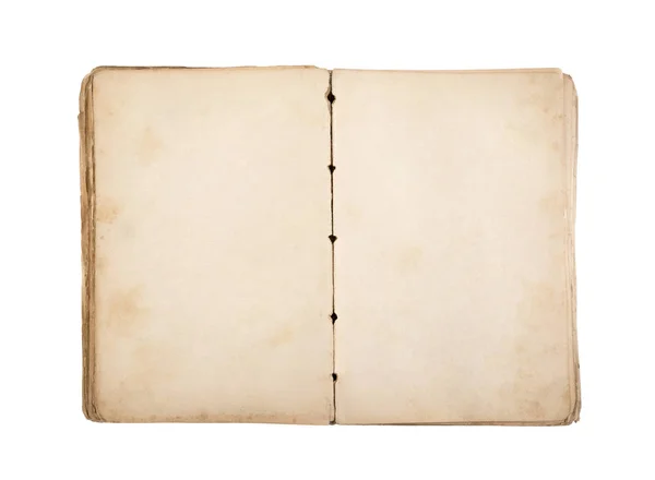 Open Oude Boek Met Blanco Gele Gekleurde Pagina Geïsoleerd Witte — Stockfoto