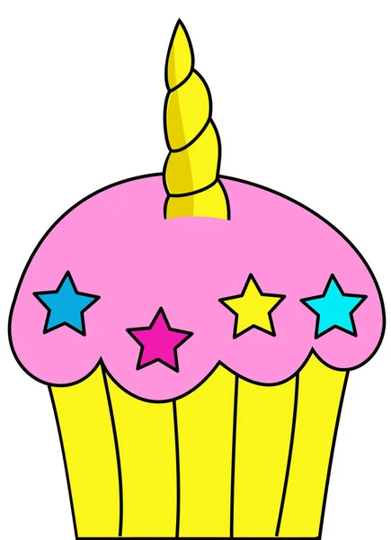 Unicorno Cupcake Stella Dolce Illustrazione — Foto Stock