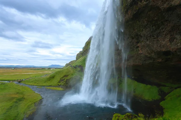 Seljalandsfoss Spada Sezonie Letnim Islandia Krajobraz Islandii — Zdjęcie stockowe