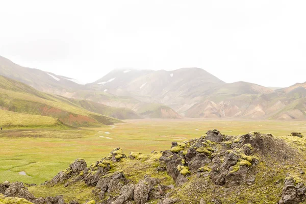 Ландманналаугар Ландшафт Місцевості Фятлабацький Природний Заповідник Ісландія Кольорові Гори — стокове фото