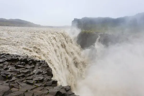 Dettifoss Watervallen Het Zomerseizoen Uitzicht Ijsland Ijslands Landschap — Stockfoto