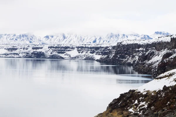 Lago Oskjuvatn Askja Islandia Sierra Central Islandia Hito Vista Volcánica —  Fotos de Stock