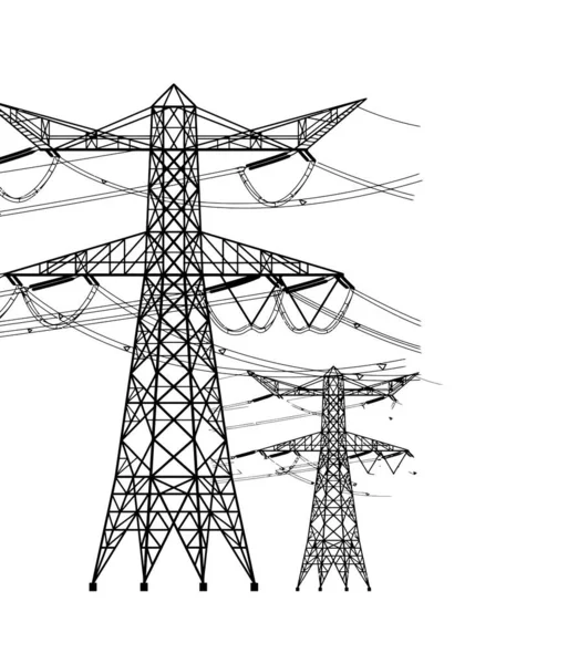 Wysokiego Napięcia Drut Kabel Transmisji Elektryczne Ilustracja — Zdjęcie stockowe