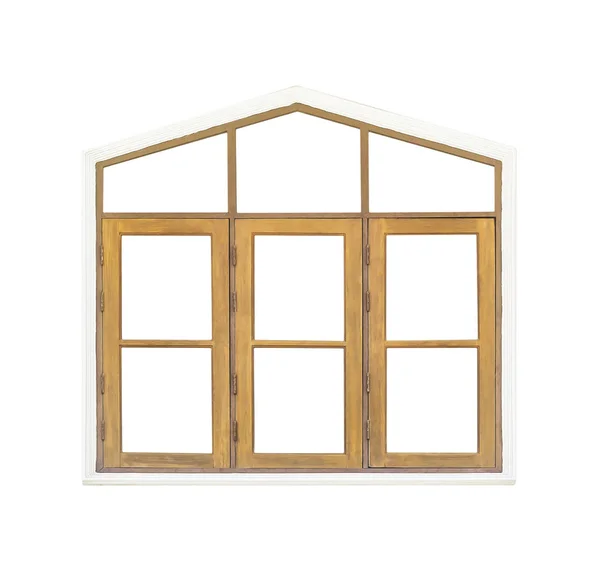 Holzfensterrahmen Isoliert Auf Weißem Hintergrund Mit Clipping Pfad — Stockfoto
