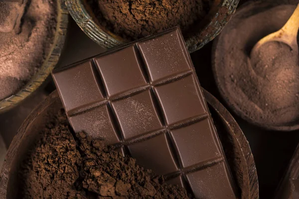 Cacao Aromático Chocolate Sobre Fondo Papel Natural — Foto de Stock