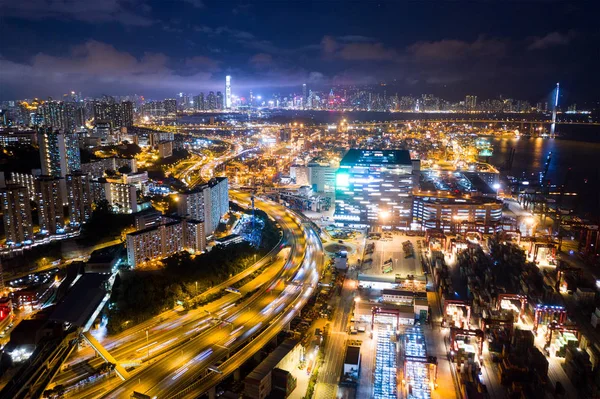 Kwai Tsing Hong Kong Lutego 2019 Widok Góry Terminali Kontenerowych — Zdjęcie stockowe