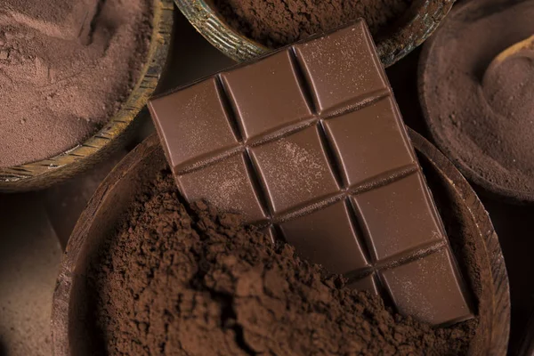 Vaina Cacao Barra Chocolate Fondo Postre Alimentos — Foto de Stock