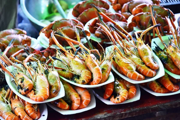 Comida Camarão Restaurante Rua Tailândia — Fotografia de Stock