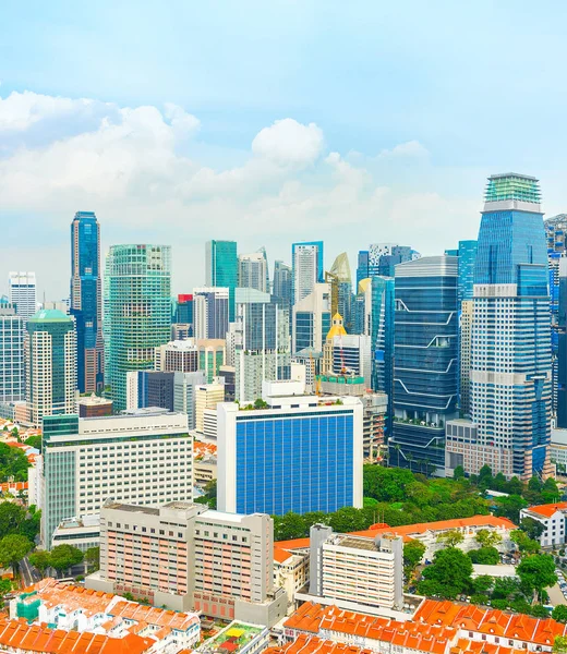 Luchtfoto Stadsgezicht Van Het Moderne Centrum Van Singapore Met Chinatown — Stockfoto