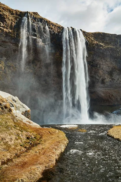 Водоспад Сельяландсфосс Ісландії Довготривалий Вплив — стокове фото