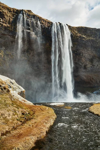 Seljalandsfoss Waterval Ijsland Lange Blootstelling — Stockfoto