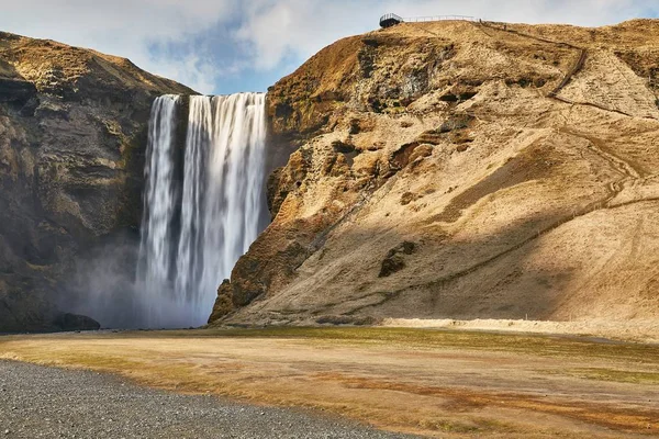 Водопад Скогафосс Исландии Длительное Воздействие — стоковое фото