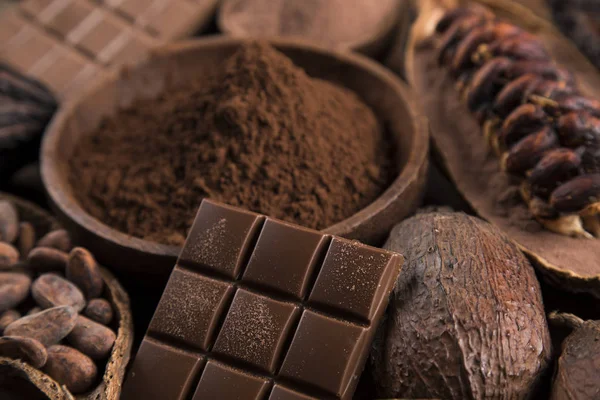 Cápsula Cacau Chocolate Bar Comida Sobremesa Fundo — Fotografia de Stock