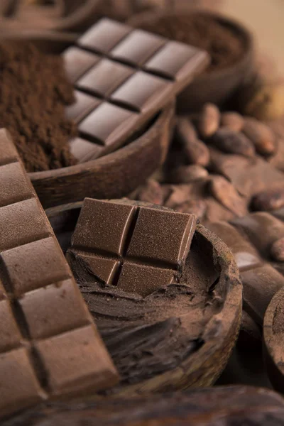 Barres Chocolat Bonbons Sucrés Dessert Sur Fond Papier Naturel — Photo