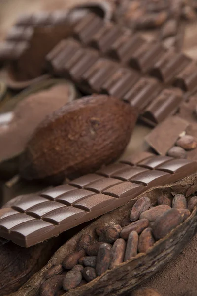 Σοκολάτα Γλυκό Κακάο Και Επιδόρπιο Τροφίμων Φόντο — Φωτογραφία Αρχείου