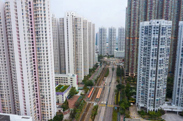 Tin Shui Wai Hong Kong Febrero 2019 Vista Superior Ciudad — Foto de Stock