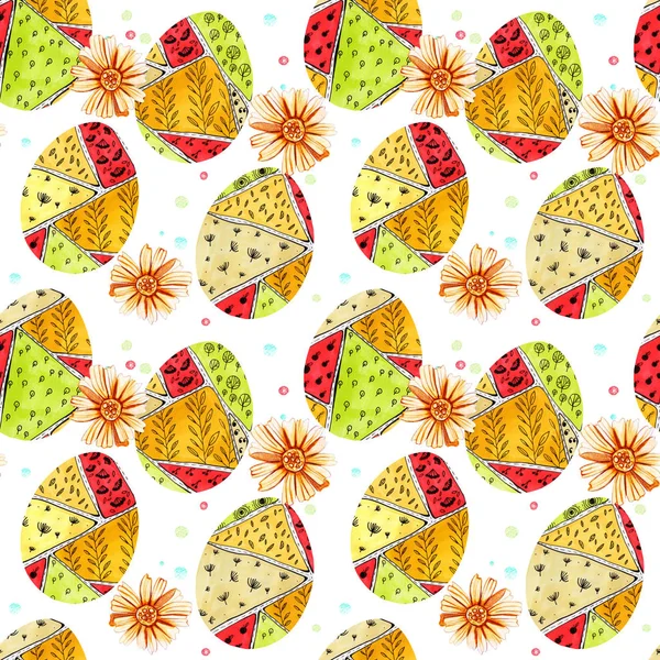 Wzór Pisanki Kolorowy Wzór Stylu Doodle Święto Wiosny Malowane Jajka — Zdjęcie stockowe