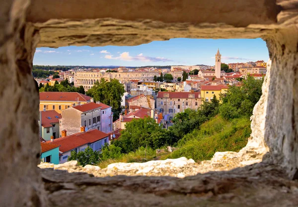 Panoramic View Pula Landmarks Stone Window Istria Region Croatia — Stock Photo, Image