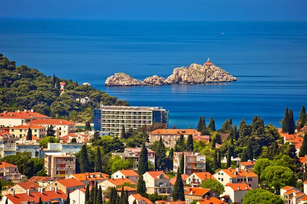 Dubrovnik Waterfront Grebeni Adası Feneri Görüntülemek Hırvatistan Güney Dalmaçya Bölgesi — Stok fotoğraf