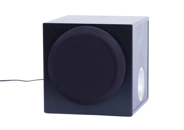 Eski Siyah Subwoofer Beyaz Arka Planda Izole — Stok fotoğraf