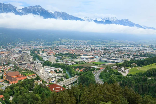 Vista Aérea Innsbruck Innsbruck Topo Áustria Marco — Fotografia de Stock